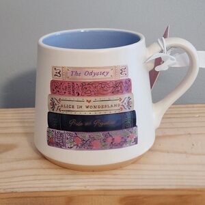 Literary Classics Bookworm Book Lover Book Stack Ceramic Mug NWT